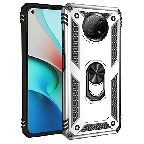 yanzi Kompatibel mit XiaoMi Redmi Note 9-5G/Redmi Note 9T Smartphone Hülle(Silber)+3D Displayschutzfolie[Militär-Stoßfeste]-[Ständer] Schutzhülle Rugged Kratzfest Bumper Handyhülle-2020 von yanzi