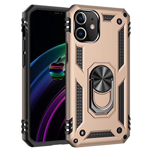 yanzi Kompatibel mit iPhone 12/iPhone 12Pro Smartphone Hülle(Gold)+3D Displayschutzfolie[Militär-Stoßfeste]-[Ständer] Schutzhülle Rugged Kratzfest Bumper Handyhülle für iPhone 12-2020 von yanzi