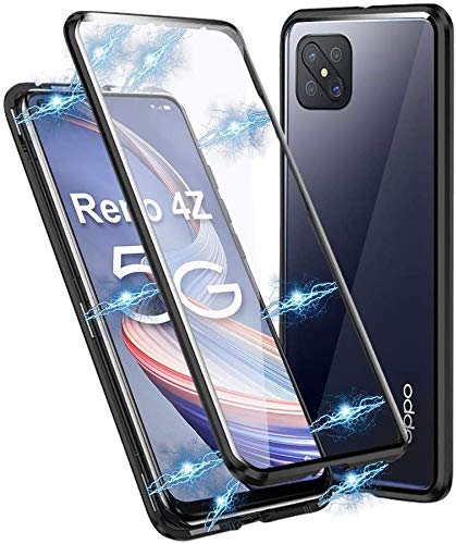 für Oppo Reno 4Z Hülle magnetische Adsorption，360 Grad Vorne und Hinten Gehärtetes Glas Transparente Case Cover,Stark Magnet Adsorption Kratzfest Bumper Handyhülle von yaya case