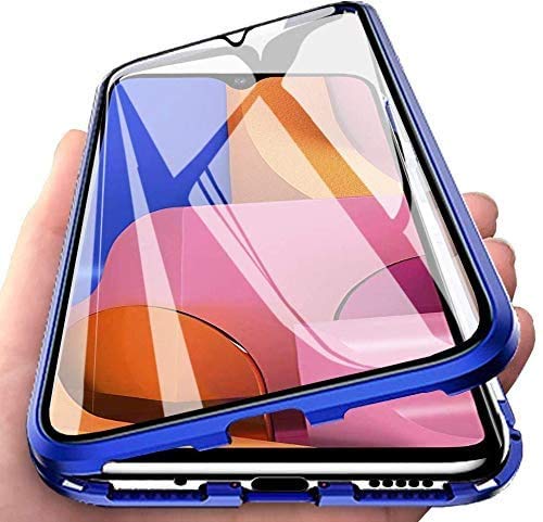 für Samsung Galaxy A20S Hülle magnetische Adsorption，360 Grad Vorne und Hinten Gehärtetes Glas Transparente Case Cover,Stark Magnet Adsorption Kratzfest Bumper Handyhülle von yaya case