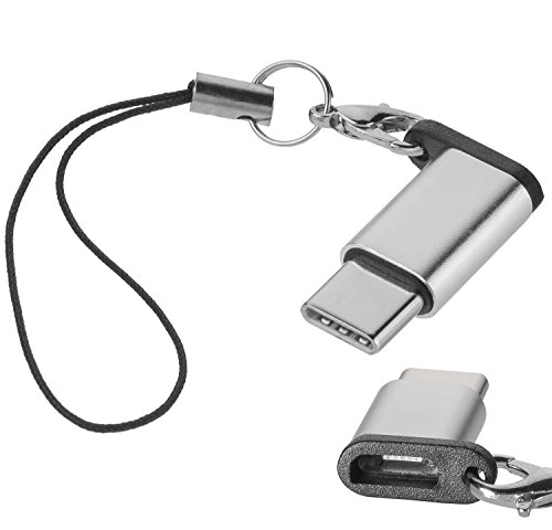 yayago USB 3.1 Typ-C auf Micro USB Adapter für Medion Akoya P3401T Typ C Kabel Stecker Silber mit Schlaufe von yayago