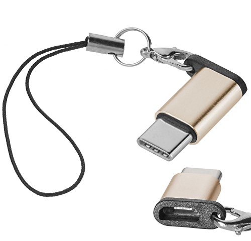 yayago USB 3.1 Typ-C auf Micro USB Adapter für Samsung Galaxy S9 / Samsung Galaxy S9+ Typ C Kabel Stecker Gold mit Schlaufe von yayago