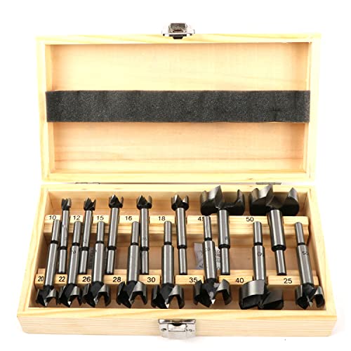 ybaymy Forstnerbohrer Set 15tlg Forstner Bohrer Satz für Holz 10-50mm Forstner Bits mit Rundschaft Holzbohrer Topfbohrer Zubehör Bohrmaschine von ybaymy