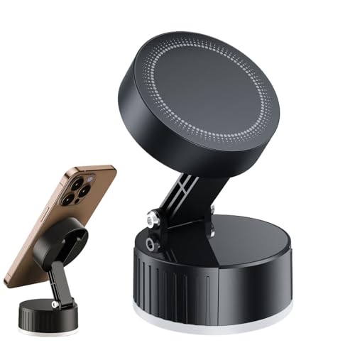 Magnetische Vakuum-Telefonhalterung – 120 ° verstellbare, faltbare Saugnapf-Handyhalterung für Auto-Armaturenbrett und Bürotisch, ideal für Hände, Videoanrufe, tragbare Handyhalterung für Camping von ycezw