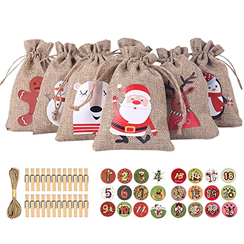 Weihnachtskalendertüten – Jutebeutel, Urlaubsset, wiederverwendbare festliche Countdown-Überraschungstaschen, perfekte Wichtel-Feiertagsideen für Erwachsene, Kinder Weihnachtskalendertüten – Jutebeutel, Urlaubsset, wiederverwendbare festliche Countdown-Überraschungstaschen, perfekte Wichtel-Feiertagsideen für Erwachsene, Kinder von ycezw