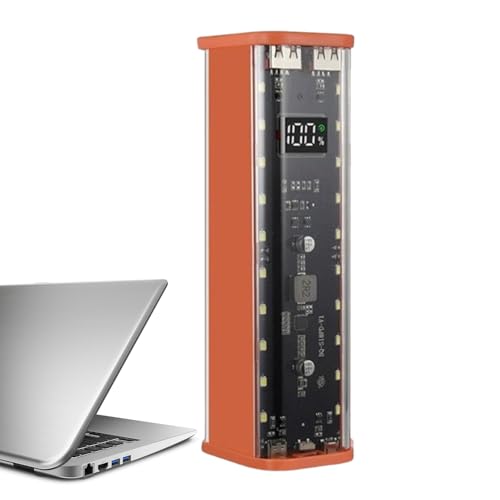 ycezw Abnehmbare Akkuhülle, 22,5 W Schnelllade-Akkus, 2 USB-Anschlüsse, transparent, leicht, Handy-Ladegerät-Hülle von ycezw