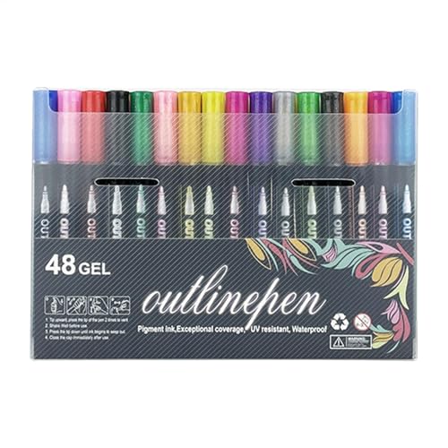 ycezw Shimmer Textmarker – Konturenmarker, Kunst-Skizzierstifte, Spitze Glitzer-Graffiti-Stifte, Zeichenmarker für Basteln, Kartenherstellung, Scrapbooking, Journaling von ycezw