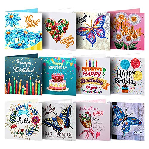 ycyingcheng 12pcs Diamant-Malerei-Gruß-Karten-spezielle Form-Stickerei für Geburtstag Mosaikherstellung, Diamond Cross Stitch Weihnachtsgrußkarten von ycyingcheng