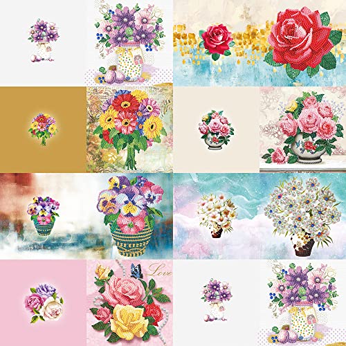 ycyingcheng 5D-Diamant-Gemälde-Grußkarten, Rose Gänseblümchen-Vase Strass-Stickerei Kunsthandwerk Dankeskarte Erntedankgeschenk, DIY-Diamant-Gemälde Weihnachtskarten, 8 Stück ycyingcheng 5D-Diamant-Gemälde-Grußkarten, Rose Gänseblümchen-Vase Strass-Stickerei Kunsthandwerk Dankeskarte Erntedankgeschenk, DIY-Diamant-Gemälde Weihnachtskarten, 8 Stück von ycyingcheng