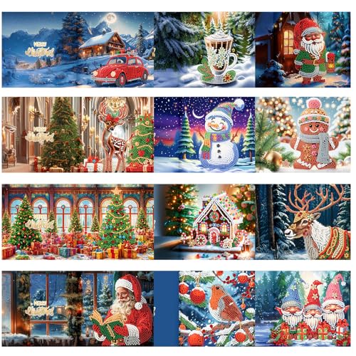 ycyingcheng 5D Weihnachtsgrußkarten, DIY Spezial-geformte Diamant Malerei Karten Kit, Diamant Kunst Weihnachten Postkarten für Familienfreunde ycyingcheng 5D Weihnachtsgrußkarten, DIY Spezial-geformte Diamant Malerei Karten Kit, Diamant Kunst Weihnachten Postkarten für Familienfreunde von ycyingcheng