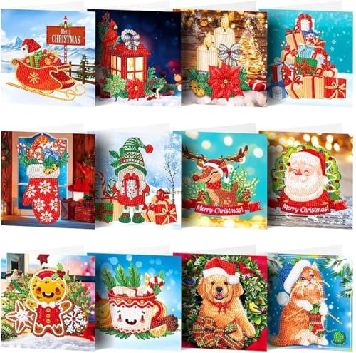 ycyingcheng 5D DIY Diamant Malerei Grußkarten Set - 12 Stück Weihnachtskarten mit Strass-Steinen, Handmade Geburtstags Dankeskarten für Freundin, Familie & Freunde | Inkl. Umschläge & Werkzeuge ycyingcheng 5D DIY Diamant Malerei Grußkarten Set - 12 Stück Weihnachtskarten mit Strass-Steinen, Handmade Geburtstags Dankeskarten für Freundin, Familie & Freunde | Inkl. Umschläge & Werkzeuge von ycyingcheng