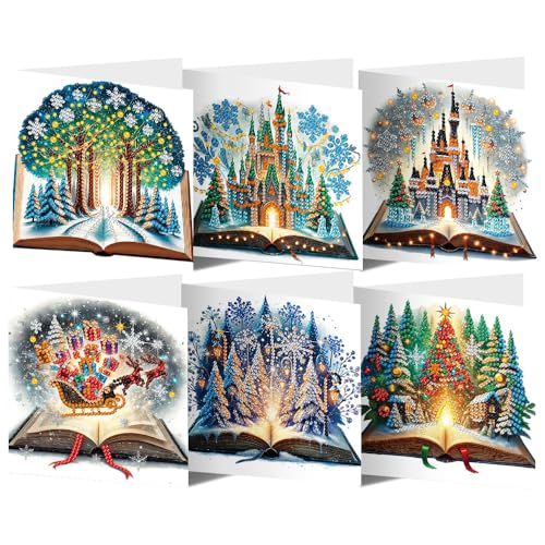 ycyingcheng Diamant Malerei Grußkarte, Diamant Malerei Strass Kits für Weihnachten Lehrertag Muttertag, 6PCS (The Book of Wisdom) von ycyingcheng