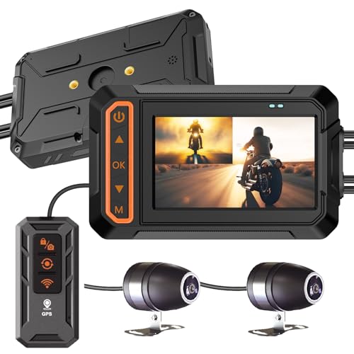 ydi Motorrad Dashcam Vorne und Hinten 1080P, 3 Zoll Voll wasserdichte Motorrad Dual Kamera Weitwinkel 155 Grad mit Wi-Fi, GPS, Fernbedienung, G-Sensor, Parküberwachung ydi Motorrad Dashcam Vorne und Hinten 1080P, 3 Zoll Voll wasserdichte Motorrad Dual Kamera Weitwinkel 155 Grad mit Wi-Fi, GPS, Fernbedienung, G-Sensor, Parküberwachung von ydi