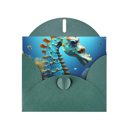 Blaue Seepferdchen-Grußkarten mit Umschlägen und leeren Karten, ca. 10 x 15 cm, Blanko-Karten für alle Gelegenheiten. Blaue Seepferdchen-Grußkarten mit Umschlägen und leeren Karten, ca. 10 x 15 cm, Blanko-Karten für alle Gelegenheiten. von yefan