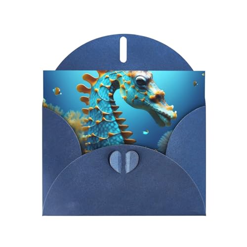 Blaue Seepferdchen-Grußkarten mit Umschlägen und leeren Karten, ca. 10 x 15 cm, Blanko-Karten für alle Gelegenheiten. Blaue Seepferdchen-Grußkarten mit Umschlägen und leeren Karten, ca. 10 x 15 cm, Blanko-Karten für alle Gelegenheiten. von yefan