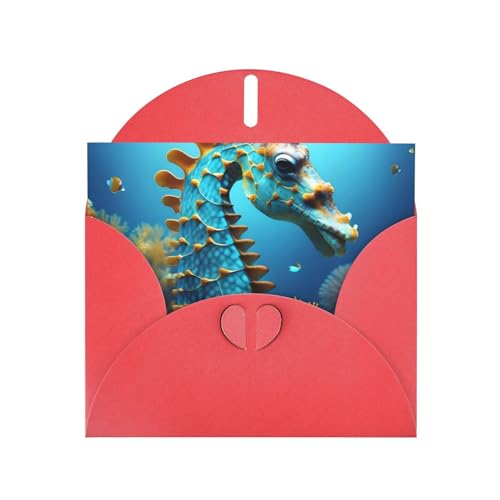 Blaue Seepferdchen-Grußkarten mit Umschlägen und leeren Karten, ca. 10 x 15 cm, Blanko-Karten für alle Gelegenheiten. Blaue Seepferdchen-Grußkarten mit Umschlägen und leeren Karten, ca. 10 x 15 cm, Blanko-Karten für alle Gelegenheiten. von yefan