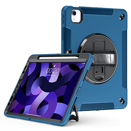 yeliot Hülle für iPad Air 5. / 4. Generation 2022 / 2020 10,9" Stoßfest Schutzhülle Case mit Drehbarer Ständer/Stifthalter / Handschlaufe für iPad 10.9 Zoll von yeliot