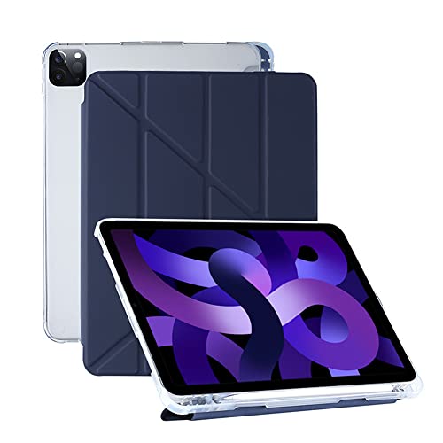 yeliot Schutzhülle für iPad Pro 12,9 Zoll 2021/2020/2018 (5a/4a/3. Generation), ultradünn, Rückseite transparent mit Stifthalter, Tri-Fold-Halterung, Schutzhülle mit Auto/Schlaf von yeliot