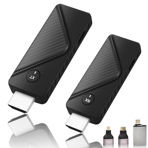 Kabelloser HDMI-Sender und -Empfänger, 4K-Decode-Eingang, 1080P-Ausgang, unterstützt 2,4/5G, tragbares Plug & Play mit Adapter, 50 m, kabelloser HDMI-Sender für Streaming, Video, Laptop/PC/TV-Box von yezrow
