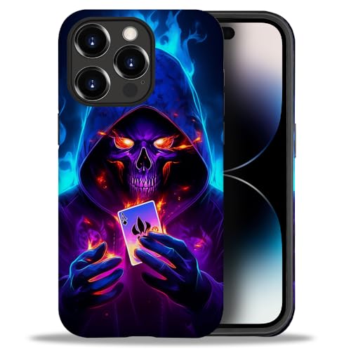 Yicomon Kompatibel mit iPhone 14 Pro Hülle, Skelett Magier Schädel Muster Druck Handyhülle Langlebig Mode Lustig Flüssigsilikon Hülle Weiche Anti-Kratzer Stoßfest Schutzhülle, PAS-053 von yicomon