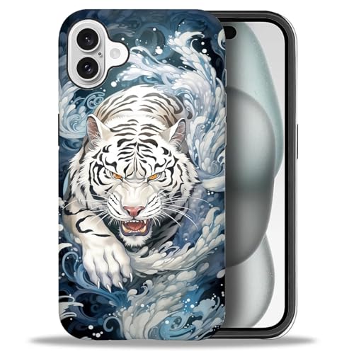 yicomon Kompatibel mit iPhone 16 Plus, weißer Tigermuster, matte Handyhülle, langlebig, modisch, lustig, Flüssigsilikon, weich, kratzfest, stoßfest, Schutzhülle yicomon Kompatibel mit iPhone 16 Plus, weißer Tigermuster, matte Handyhülle, langlebig, modisch, lustig, Flüssigsilikon, weich, kratzfest, stoßfest, Schutzhülle von yicomon