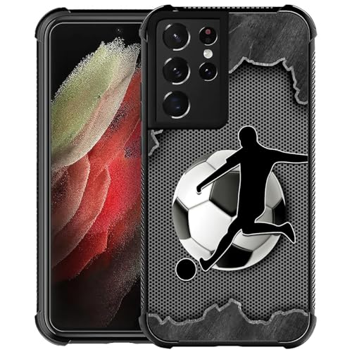 yicomon Kompatibel mit Samsung Galaxy S21 Ultra Hülle, Fußball Sport Muster Druck Handyhülle Langlebig Mode Lustig Flüssigsilikon Hülle Weiche Anti-Kratzer Stoßfest Schutzhülle von yicomon