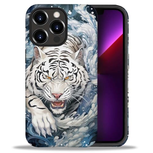 yicomon Kompatibel mit iPhone 13 Pro Hülle, weißer Tigermuster, matt, langlebig, modisch, lustig, Flüssigsilikon-Hülle, weich, kratzfest, stoßfest, Schutzhülle yicomon Kompatibel mit iPhone 13 Pro Hülle, weißer Tigermuster, matt, langlebig, modisch, lustig, Flüssigsilikon-Hülle, weich, kratzfest, stoßfest, Schutzhülle von yicomon