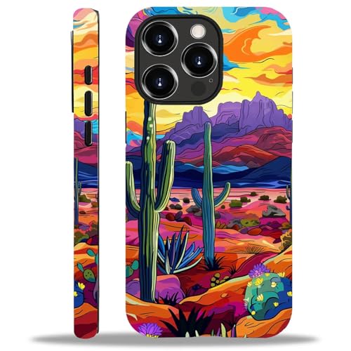 yicomon Kompatibel mit iPhone 14 Pro Hülle, Arizona Wüstenkakteen Muster Druck Matte Handyhülle Langlebig Mode Lustig Liquid Silikon Hülle Weiche Anti-Kratzer Stoßfest Schutzhülle von yicomon