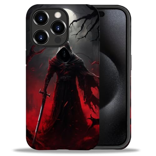 yicomon Kompatibel mit iPhone 15 Pro Hülle, Death Black Red Pattern Print Matte Handyhülle Durable Fashion Funny Liquid Silicone Case Soft Anti-Scratch Shockproof Protective Cover yicomon Kompatibel mit iPhone 15 Pro Hülle, Death Black Red Pattern Print Matte Handyhülle Durable Fashion Funny Liquid Silicone Case Soft Anti-Scratch Shockproof Protective Cover von yicomon