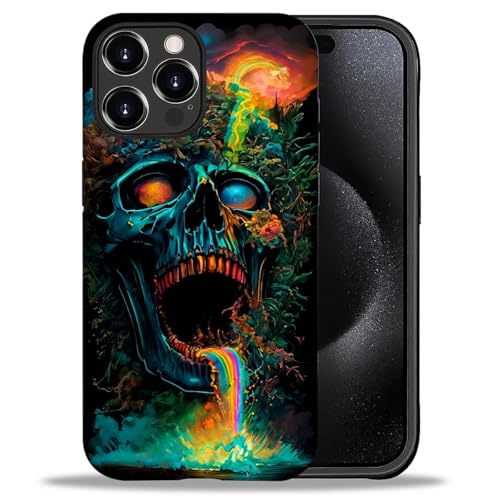 yicomon Kompatibel mit iPhone 16 Pro Hülle, Regenbogen-Totenkopf-Muster, matt, langlebig, modisch, lustig, Flüssigsilikon, weich, kratzfest, stoßfest, Schutzhülle yicomon Kompatibel mit iPhone 16 Pro Hülle, Regenbogen-Totenkopf-Muster, matt, langlebig, modisch, lustig, Flüssigsilikon, weich, kratzfest, stoßfest, Schutzhülle von yicomon