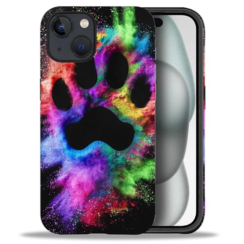 yicomon Schutzhülle für iPhone 15, buntes Hundepfotenmuster, matt, langlebig, modisch, lustig, Flüssigsilikon, weich, kratzfest, stoßfest yicomon Schutzhülle für iPhone 15, buntes Hundepfotenmuster, matt, langlebig, modisch, lustig, Flüssigsilikon, weich, kratzfest, stoßfest von yicomon