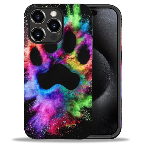 yicomon Schutzhülle für iPhone 15 Pro, buntes Hundepfotenmuster, matt, langlebig, modisch, lustig, Flüssigsilikon, weich, kratzfest, stoßfest yicomon Schutzhülle für iPhone 15 Pro, buntes Hundepfotenmuster, matt, langlebig, modisch, lustig, Flüssigsilikon, weich, kratzfest, stoßfest von yicomon