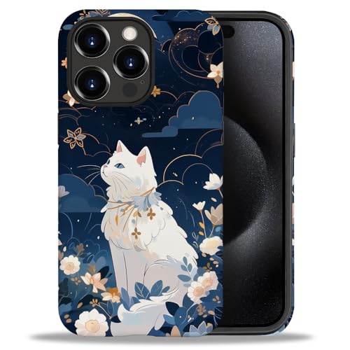 yicomon Schutzhülle für iPhone 15 Pro Max, Motiv: niedliche Katze, Blume, Mond, matt, langlebig, modisch, lustig, Flüssigsilikon, weich, kratzfest, stoßfest yicomon Schutzhülle für iPhone 15 Pro Max, Motiv: niedliche Katze, Blume, Mond, matt, langlebig, modisch, lustig, Flüssigsilikon, weich, kratzfest, stoßfest von yicomon