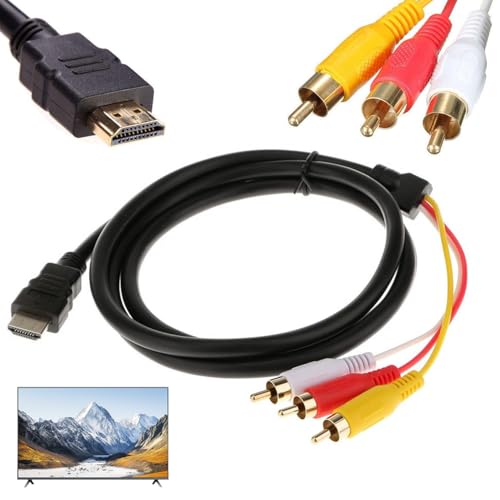HDMI-auf-Cinch-Kabel, HDMI-Stecker auf 3 Cinch-AV-Adapter-Konverter, High-Definition-1080P-Video-Audiokabel für HDTV, DVD, LCD-Projektoren, keine Signalumwandlung, Premium-Qualität, langlebiges und HDMI-auf-Cinch-Kabel, HDMI-Stecker auf 3 Cinch-AV-Adapter-Konverter, High-Definition-1080P-Video-Audiokabel für HDTV, DVD, LCD-Projektoren, keine Signalumwandlung, Premium-Qualität, langlebiges und von yimeizhiguang