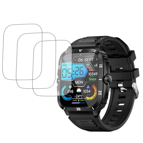 Kompatibel mit NONGAMX Smartwatch-Displayschutzfolie, [3er-Pack] Semi-Adsorption benutzerfreundliche TPU-Klarfolie, kompatibel mit NONGAMX K71 2 Zoll, KLOGIPOW KT71, PAKRYS KT71, Niizero 5,1 cm Smart von yiqungo