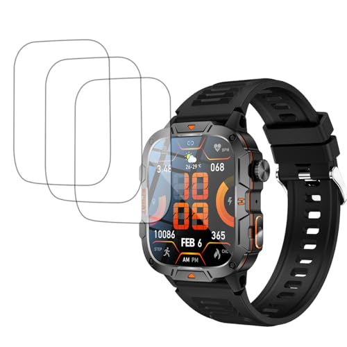 yiqungo Kompatibel mit QX12 QX11 Smartwatch-Displayschutzfolie, [3er-Pack] Semi-Adsorption benutzerfreundliche TPU-Klarfolie, kompatibel mit QX12 QX11 Smartwatch von yiqungo