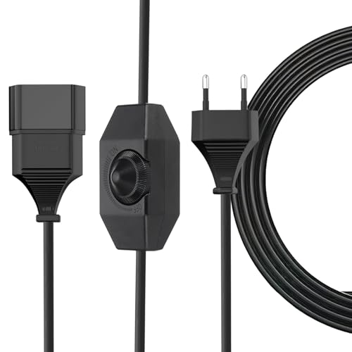 yivom 2 Meter LED Dimmer mit Schalter Dimmer für Led Lampen Euro Stecker Verlängerungskabel Led Dimmer Schnur-Drehdimmer für Led Lampen 230v(Schwarz) von yivom