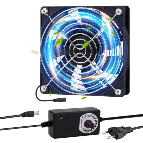 yivom PC Gehäuselüfter 120mm PC Ventilator mit Variabler Geschwindigkeit Lüfter 120mm für Computer Laptop, TV Box, Router, Schwarz, 3000RPM von yivom