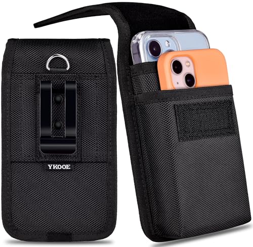 ykooe Dual Handytasche Gürtel Herren, 2 Handy Gürteltasche, Handytasche Gürtel, Smartphone Tasche für Arbeit, XL/Schwarz von ykooe