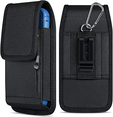 ykooe Gürteltasche Handytasche Gürtel mit Gürtelclip Smartphone Tasche mit Reißverschluss Handy Holster für Samsung Galaxy S23 S22 S21 FE S20 FE A53 A52s A32, iPhone 14 13 12 11 Pro Max (Schwarz) von ykooe