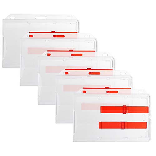ymai 5er Set (5 Stück) Ausweishülle für 2 Karten aus Hart-Plastik in transparent für 2 Ausweise/Kreditkarten EC Karte/Bankkarten/Gesundheitskarten mit zwei Schiebern aus Polycarbonat von ymai