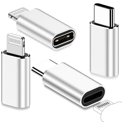 4 Stück- Adapter für Lighting auf USB-C für iPhone 15 Pro Max Plus & Adapter USB C auf Lighting für iPhone 14 13 12 11 Serie, Stecker für Samsung S23/S22/Note 20, Schnellladung, Nicht für Audio/OTG von yootech