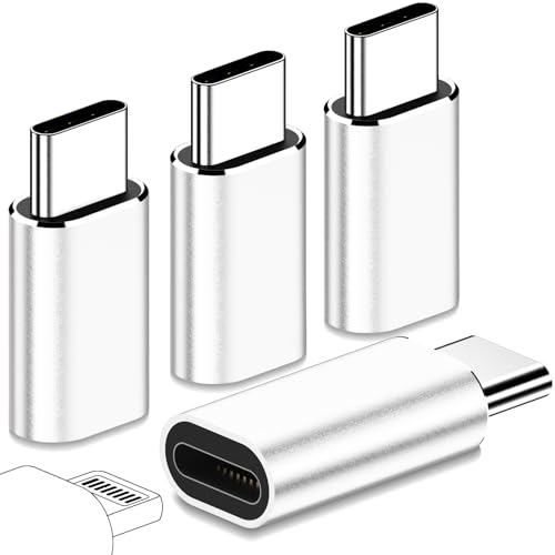 yootech 4 Pack Adapter für Lighting auf USB C Kompatibel mit iPhone 15 Pro Max/15 Pro/15 Plus/15 und Weiteren Typ-C-Geräten, Stecker Schnellladung, Unterstützt Datenübertragung, Nicht für Audio/OTG von yootech