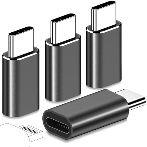 yootech 4 Stück Adapter für Lighting auf USB C Kompatibel mit iPhone 15 Pro Max/15 Pro/15 Plus/15 und Weiteren Typ-C-Geräten, Schnellladung, Unterstützt Datenübertragung, Nicht für Apple Pencil/OTG von yootech