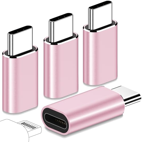 yootech 4 Stück- für Lighting auf USB-C Adapter, USB Typ C Stecker für iPhone 15/15 Pro/15 Pro Max/15 Plus, Schnellladung, Unterstützt Datenübertragung, Nicht für Audio/OTG von yootech