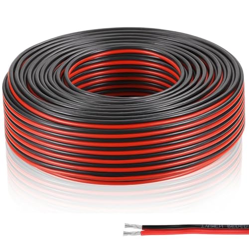 yotutun 22AWG Elektrischer Draht30 m, 0.3mm 2-Adriges Kabel Verzinntes Kupfer PVC-Kabel Zwillingslitzen Verlängerungskabel Verzinnter Kupferdraht für LED Streifen, Audio, Lautsprecher, Draht von yotutun