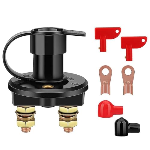 yotutun Batteriehauptschalter 12V/24V, Batterie Trennschalter Hauptschalter, Schnelles Ausschalten Trennschalter, Reines Kupfer Batterieschalter mit Abnehmbaren Schlüsseln für Fahrzeug Boot Kfz Auto von yotutun