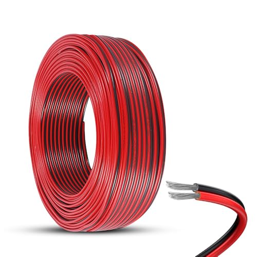yotutun Elektrischer Draht, 2-Adriges Kabel Verzinntes Kupfer PVC-Kabel Zwillingslitzen Verlängerungskabel Verzinnter Kupferdraht für LED Streifen, Audio, Lautsprecher, Draht (0.5mm²/20awg-30Meter) von yotutun