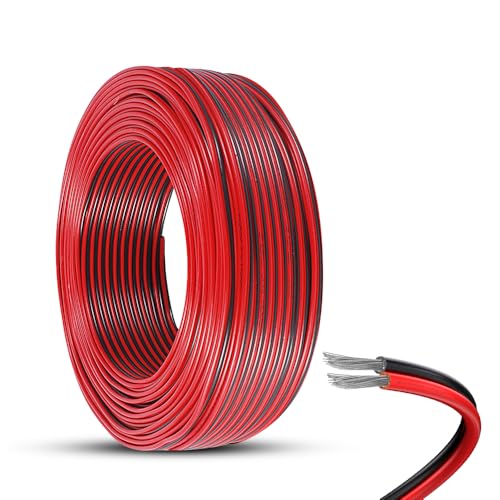 yotutun Elektrischer Draht, 2-Adriges Kabel Verzinntes Kupfer PVC-Kabel Zwillingslitzen Verlängerungskabel Verzinnter Kupferdraht für LED Streifen, Audio, Lautsprecher, Draht (0.75mm²/18awg-20Meter) von yotutun