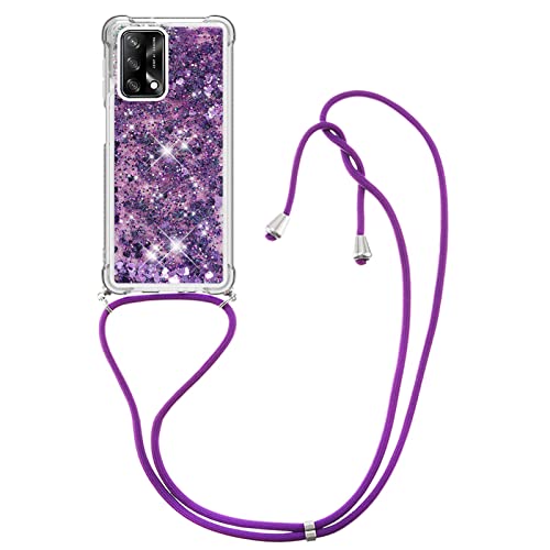 Handykette Hülle Kompatibel mit Oppo A74 4G/F19 Hülle,Glitzer Flüssig Bewegende Treibsand Transparent Silikon Case,TPU Silikon Ultra Dünn Stoßfeste Schutzhülle-Violett Handykette Hülle Kompatibel mit Oppo A74 4G/F19 Hülle,Glitzer Flüssig Bewegende Treibsand Transparent Silikon Case,TPU Silikon Ultra Dünn Stoßfeste Schutzhülle-Violett von youmehe